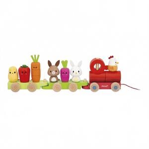 NEW JANOD farm pull-along stacker train toys in multicolor